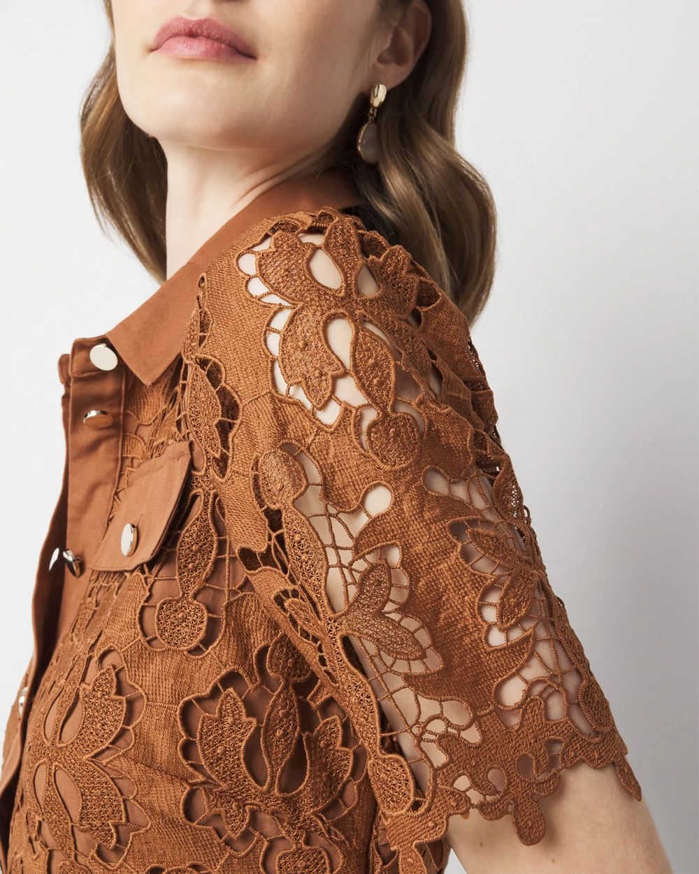 AMERI　 EYELET LACE SHIRT DRESS Ameri（アメリ）の「EYELET LACE SHIRT DRESS（ワンピース